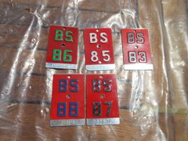 Velonummern "BS" 83, 85, 86, 87.88