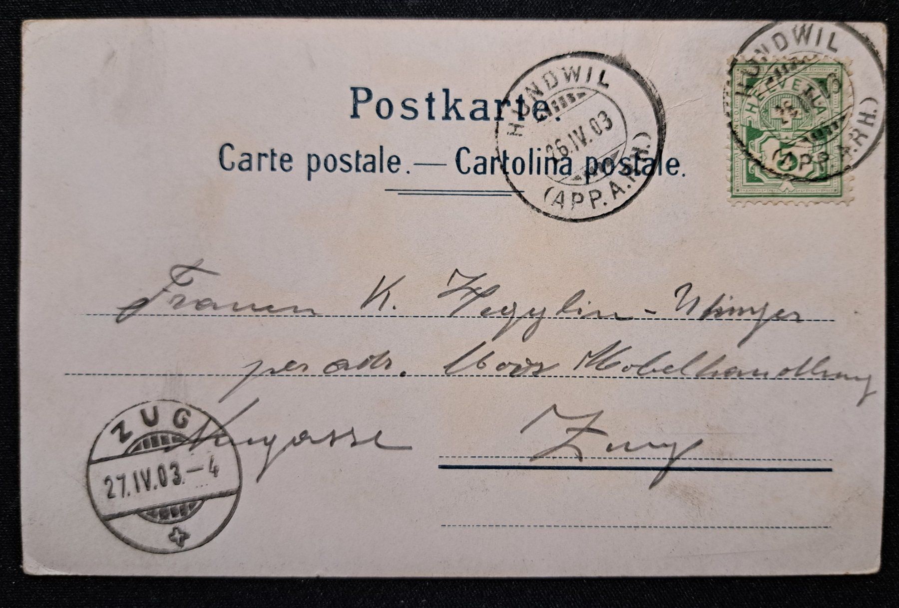 Ansichtskarten: Appenzell Landsgemeinde 1903 – Gebraucht aus Unterägeri von PhilatelieStudiger 1