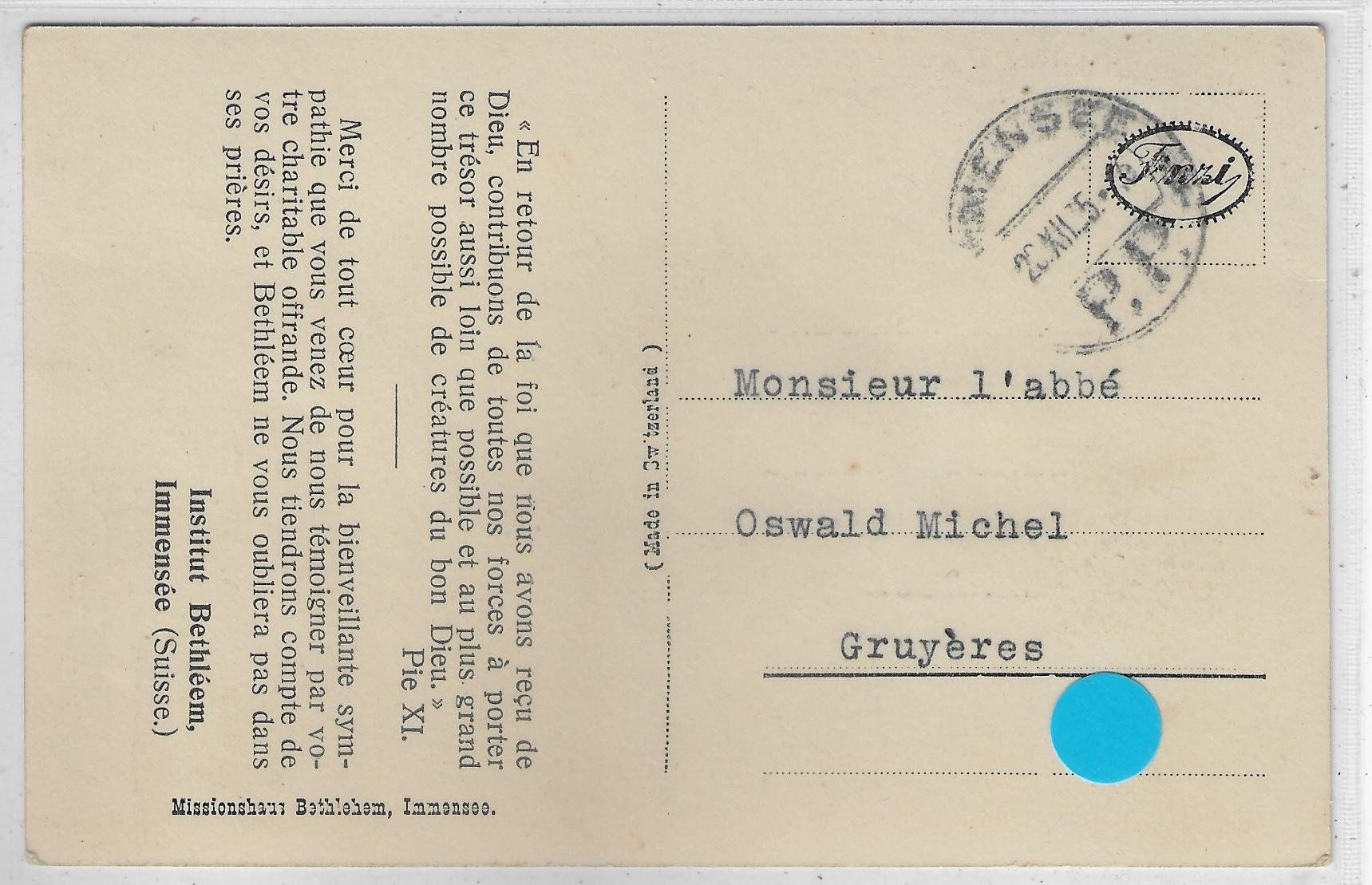 Cartoline postali: Rigi und Zugersee - Missionshaus Bethleem Immensee – Usato da Ettingen venduto da Kartenplanet 1