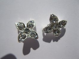2 Verbinder, Zwischenteil, versilbert mit Strass