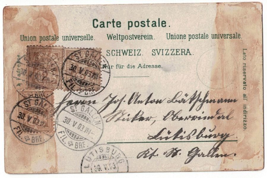 Cartoline postali: Ennetbühl, gelaufen 1903 – Usato da Frauenfeld venduto da POML 1