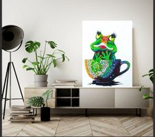 Sale! Acrylbild Frosch Frau 80x60cm Pop Art