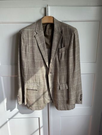 Ralph Lauren Sakko Karo Beige Grösse 50