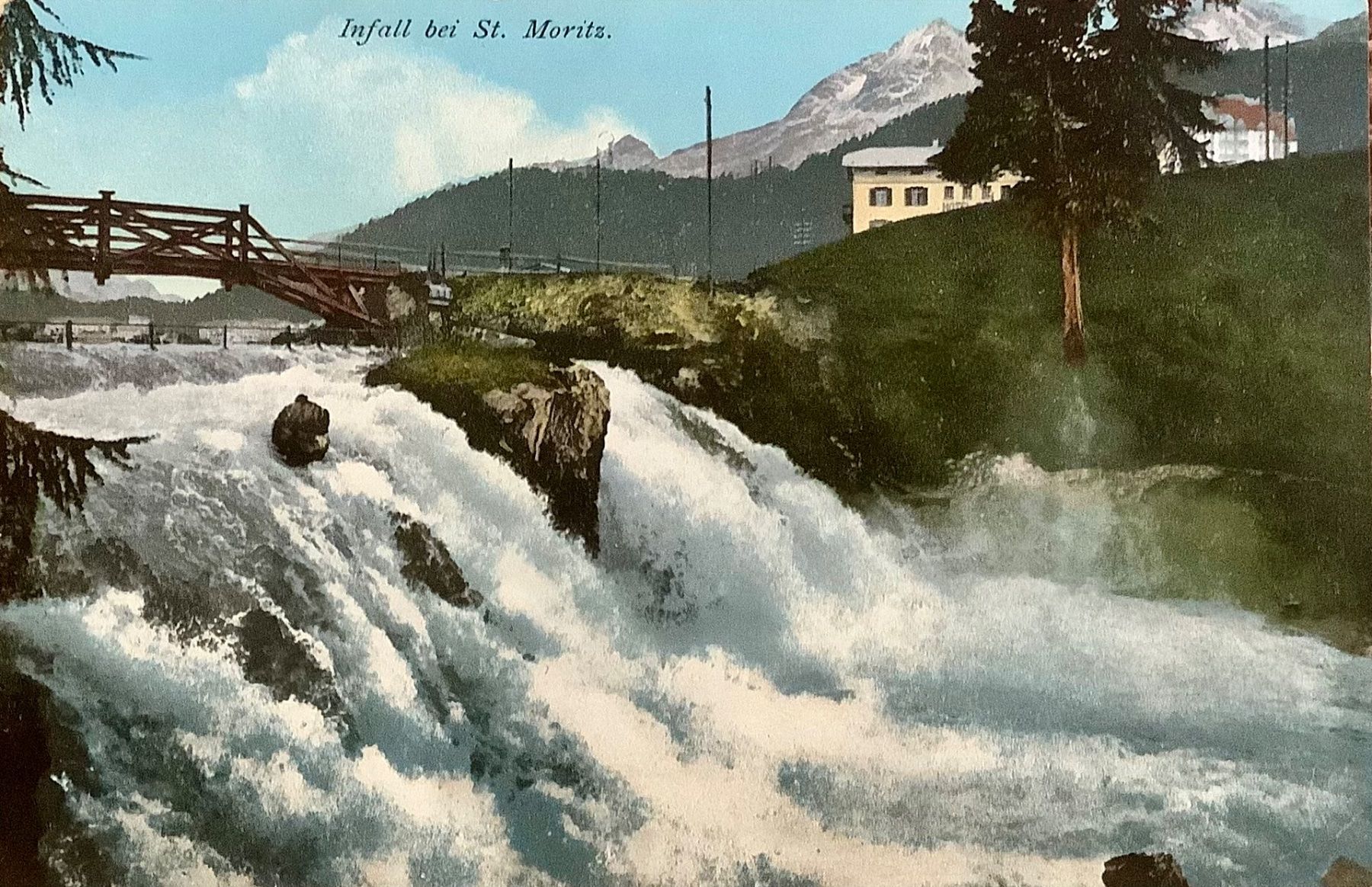 Cartoline postali: INFALL bei ST. MORITZ - Engadin - Wasserfall - Natur – Usato da Root venduto da ENGLAND-TREASURES 1