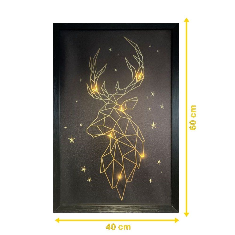 Poster & Bilder: LED Bild 40 x 60 cm Hirschkopf & Sterne – Neu und originalverpackt aus Wettingen von Swala 3