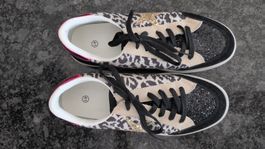 Damen Sneaker mehrfarbig, Tigerlook mit Glitzer - Neuwertig