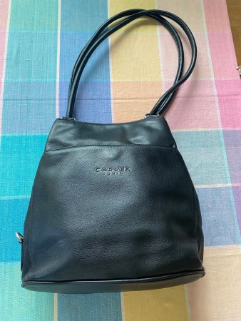 CARVEN PARIS Vintage Leder Schultertasche schwarz