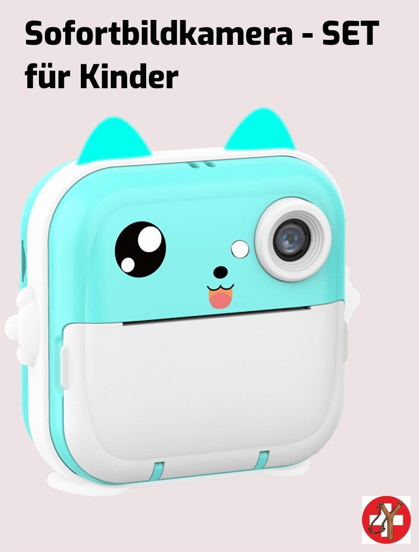 Fotocamera: Cooles Kinder Sofortbildkamera-SET mit integriertem Drucker – Nuovo e nell'imballaggio originale da Tumegl/Tomils venduto da Steinschleuder-Shop