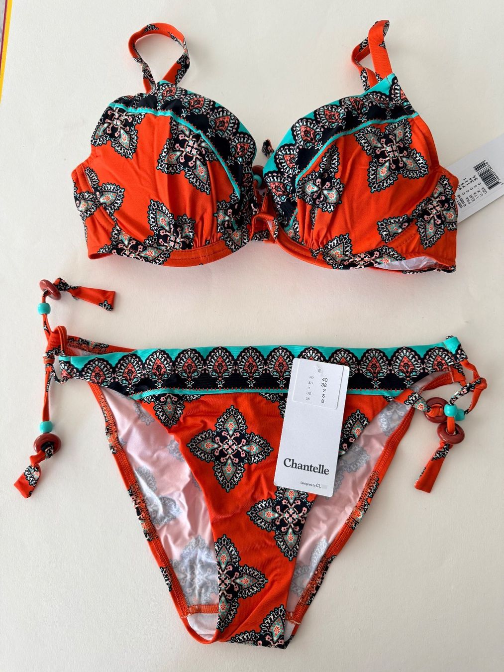 Chantelle Badekleider & Bikinis: CHANTELLE, Bikini, Grösse 75C/38, Farbe Orange mit Muster – Neu und originalverpackt aus Rudolfstetten von gst_g7xl