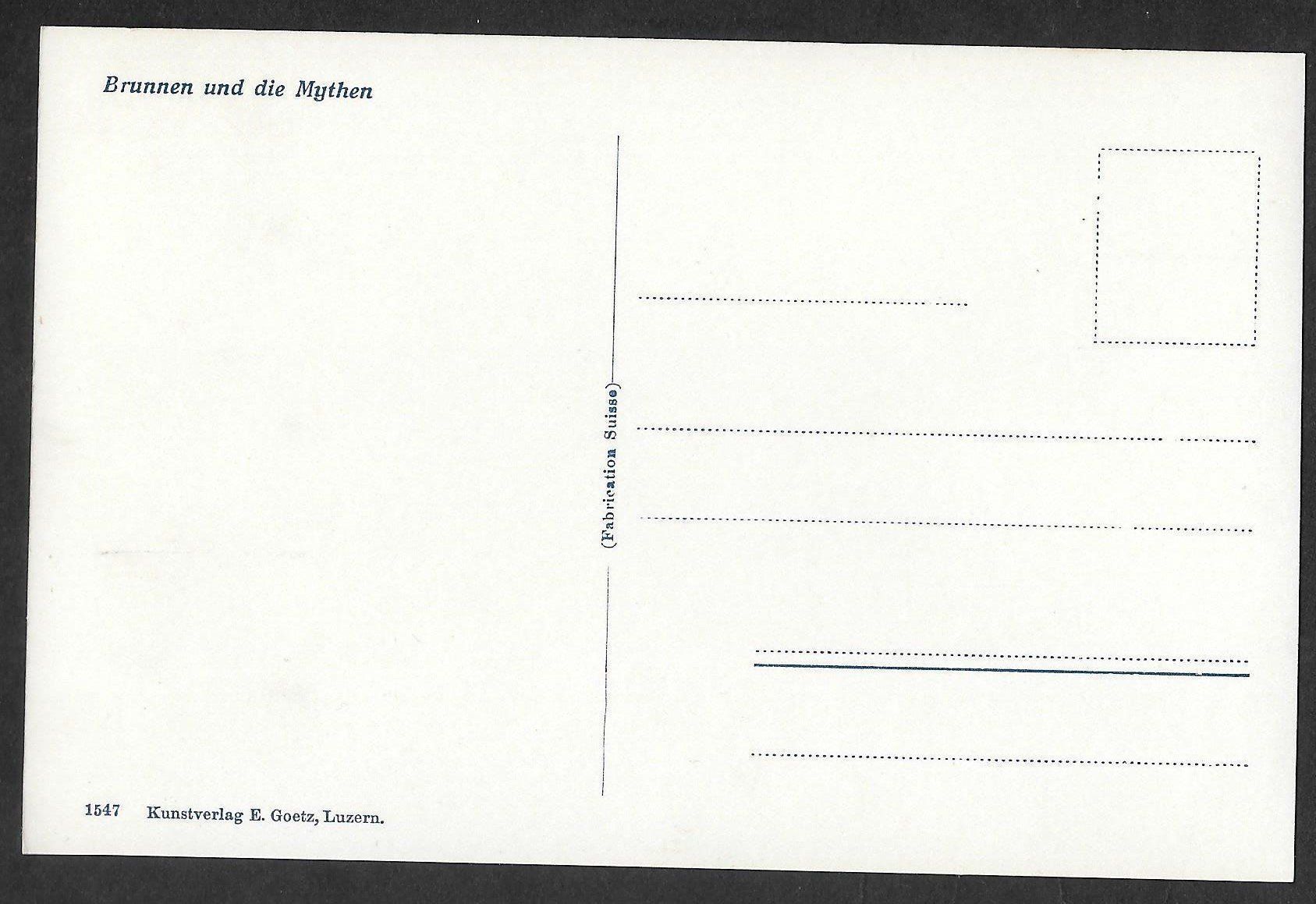 Cartoline postali: Brunnen Gesamtansicht mit Mythen – Usato da Olten venduto da clotaldi 1