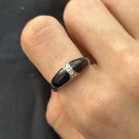 Black Enamel Dôme Ring aus Edelstahl 