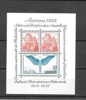 W11 Gedenkblock Briefmarkenausstellung Aarau ** 17.9.1938