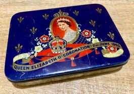 1953 - Antike QUEEN ELIZABETH II Blechdose Krönung England