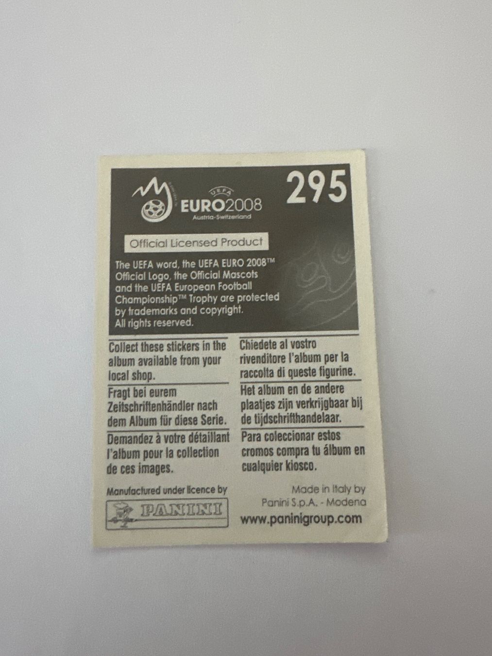 Panini Cartes à collectionner: Panini UEFA EM 2008 Sticker - Nr. 295 – D'occasion à Sulz AG par DealWerk 1