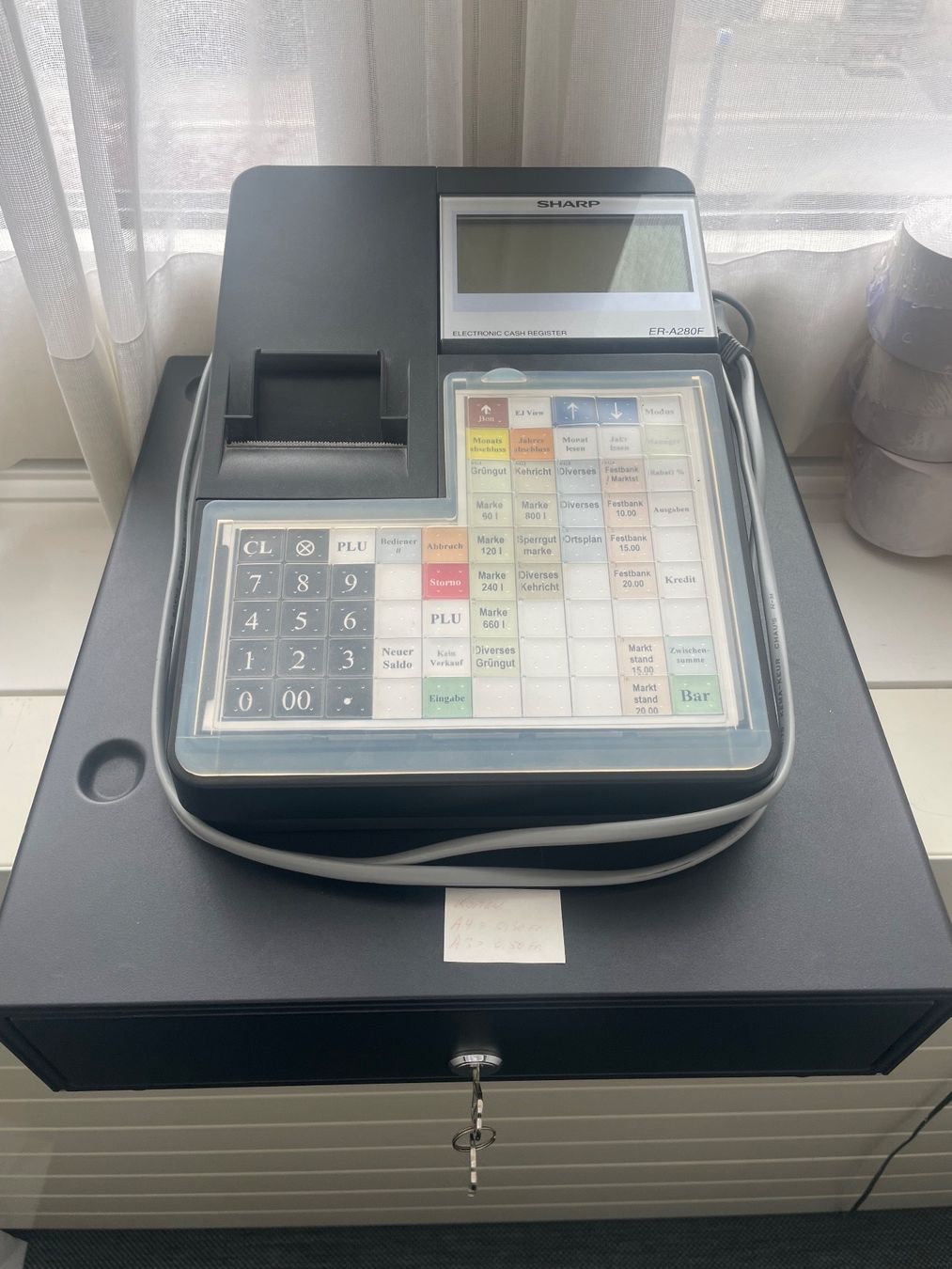 Sharp Kassen: SHARP Kasse mit Schublade, gebraucht, ER-A280F – Gebraucht aus Würenlos von