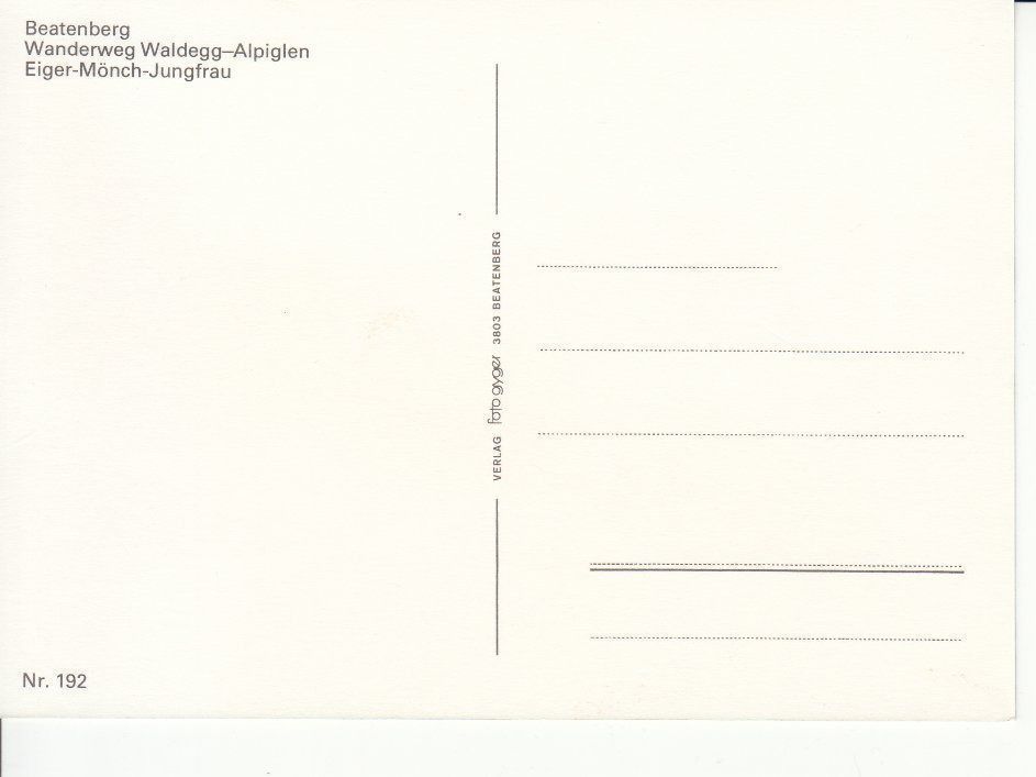 Cartoline postali: Beatenberg um 1995 – Usato da Bürglen TG venduto da StampGraf 1