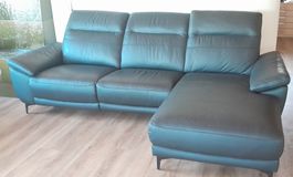 Ecksofa Leder mit elektrischer Relaxfunktion schwarz