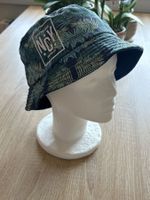 Sommerlicher Fischerhut grünblau mit Palmenprint, Gr. 58