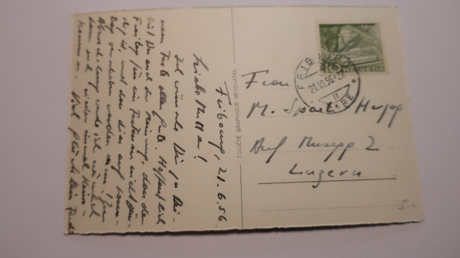 Cartoline postali: Fribourg cathédrale de St. Nicolas  1956 – Usato da Cormoret venduto da Pascalll2001 3