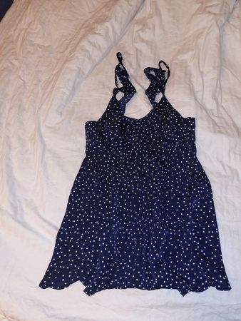 Kleid dunkelblau weiss gepunktet Grösse S/M