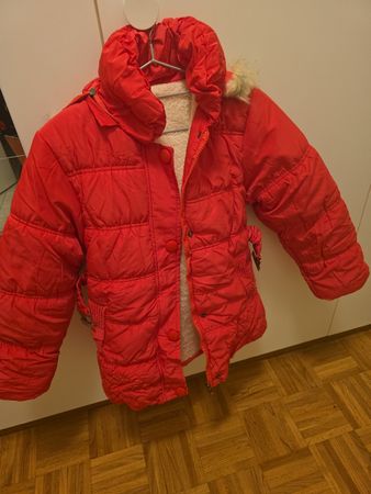 Veste d'hiver chaude rouge, doublure douce, Taille 140