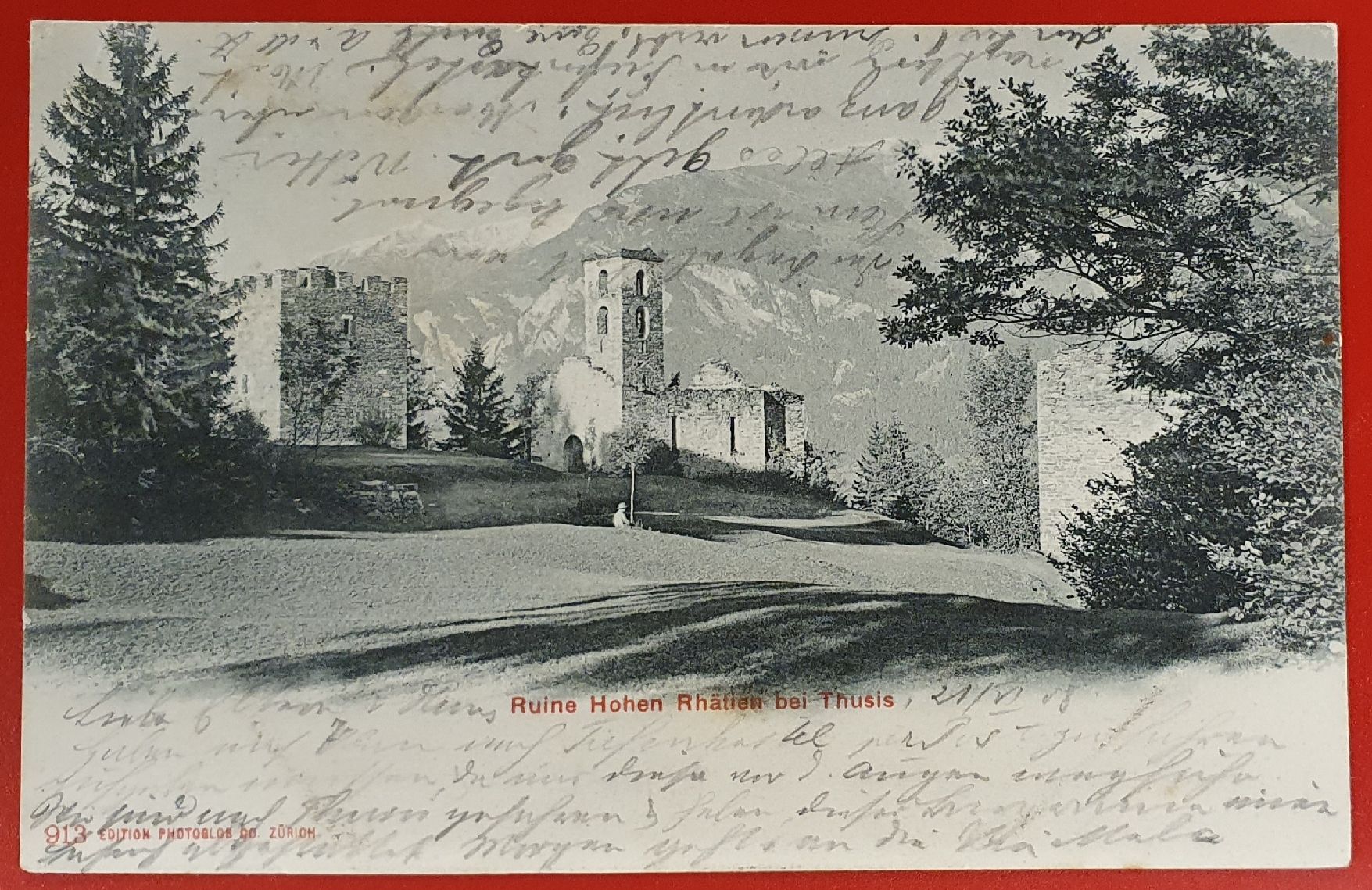 Cartoline postali: Ruine Hohen Rhätien bei Thusis 1908 – Usato da Kreuzlingen venduto da Rschweiz1
