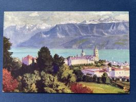 Alte Ansichtskarte Genfersee, Lausanne, Berge, Paolo Kutscha