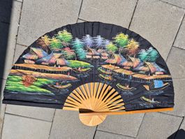 wunderschöner grosser schwarzer Wandfächer