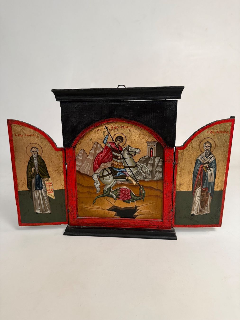Foto & Immagini: Orthodoxe Ikone Triptychon Hl. Georg Holz Klappaltar – Usato da Itingen venduto da uhu777 1
