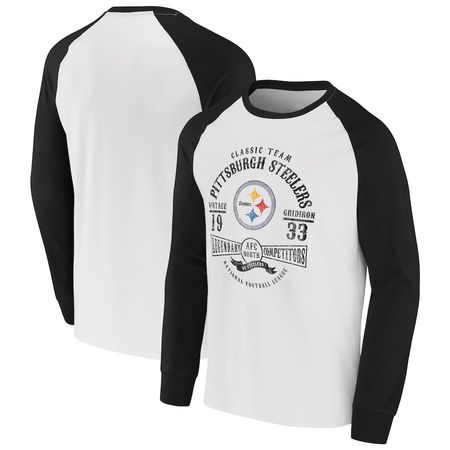 Pittsburgh Steelers Raglan Langarmshirt Weiss/Schwarz Gr. XL