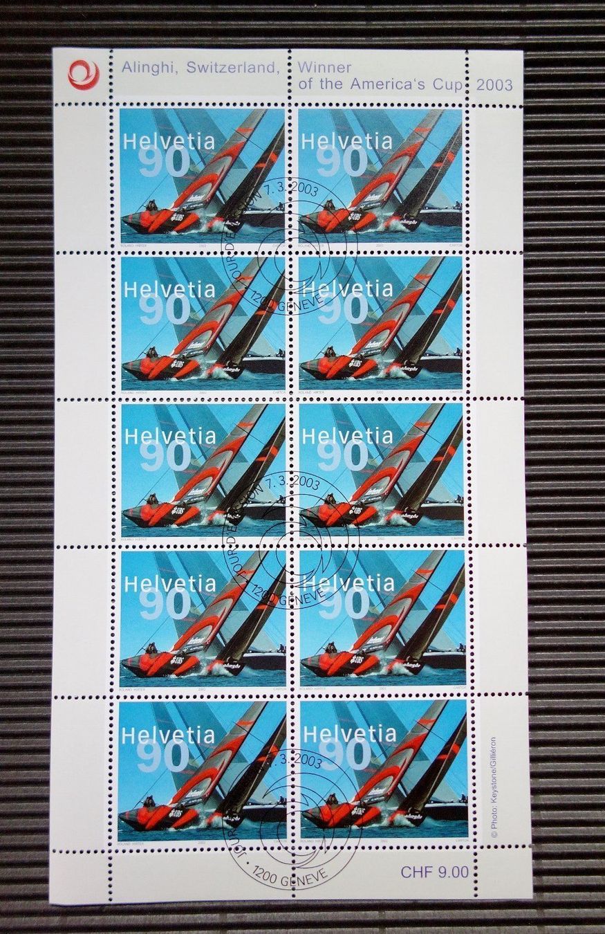 Tutti i francobolli: 2003 Kleinbogen Alinghi Switzerland ET – Nuovo (secondo la descrizione) da Mettmenstetten venduto da Sutasso