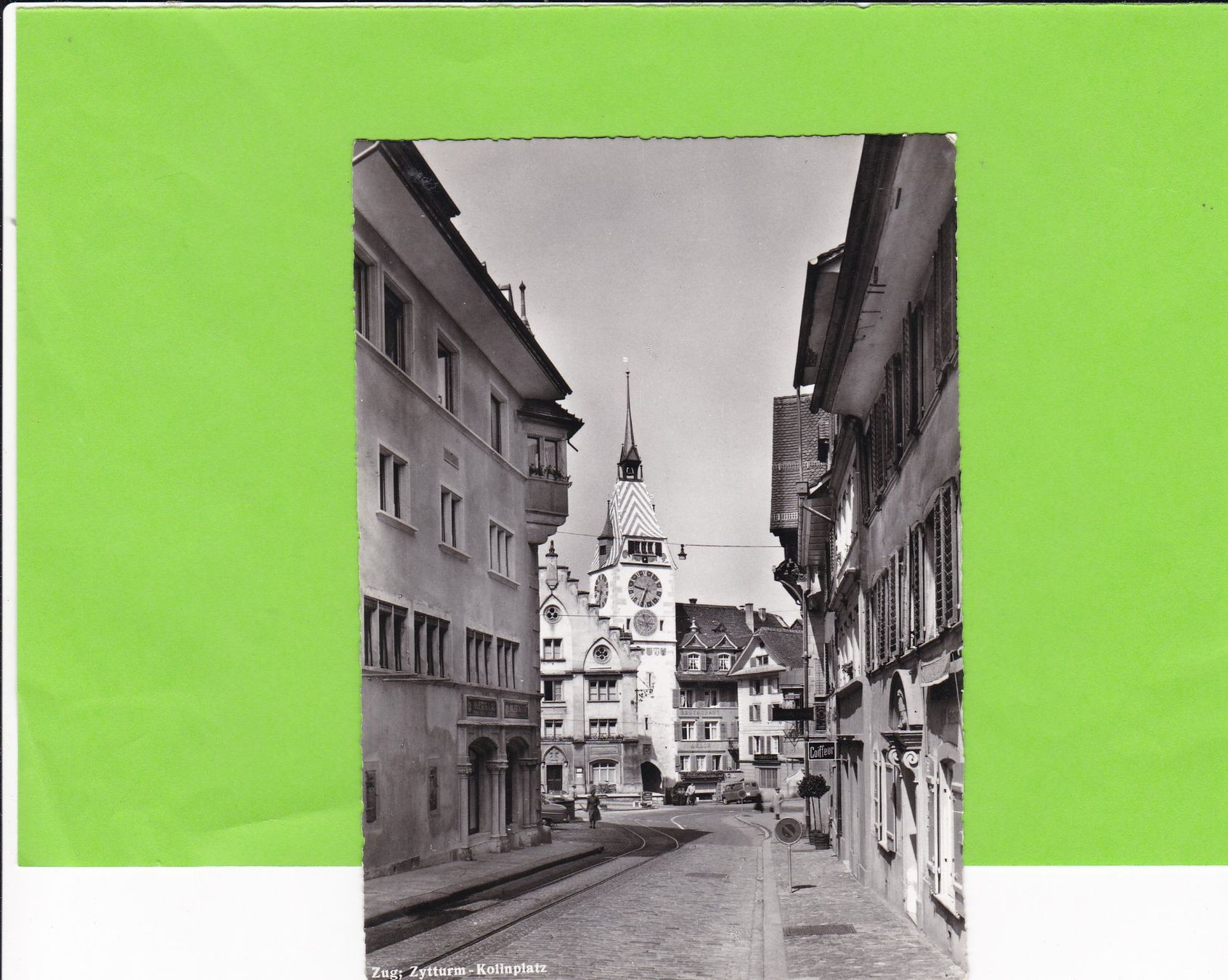 Cartes postales: Zug, Zytturm-Kolinplatz-Oldtimer – D'occasion à St. Peterzell par neckertal