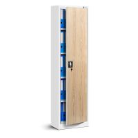 Aktenschrank Büroschrank 185x45x40cm - Weiss/Holzoptik