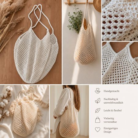 Handgemachte Einkaufsnetz Tasche, ideal für den Sommer!