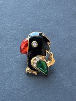 Modeschmuck Pin Papagei Jenny Lane vergoldet