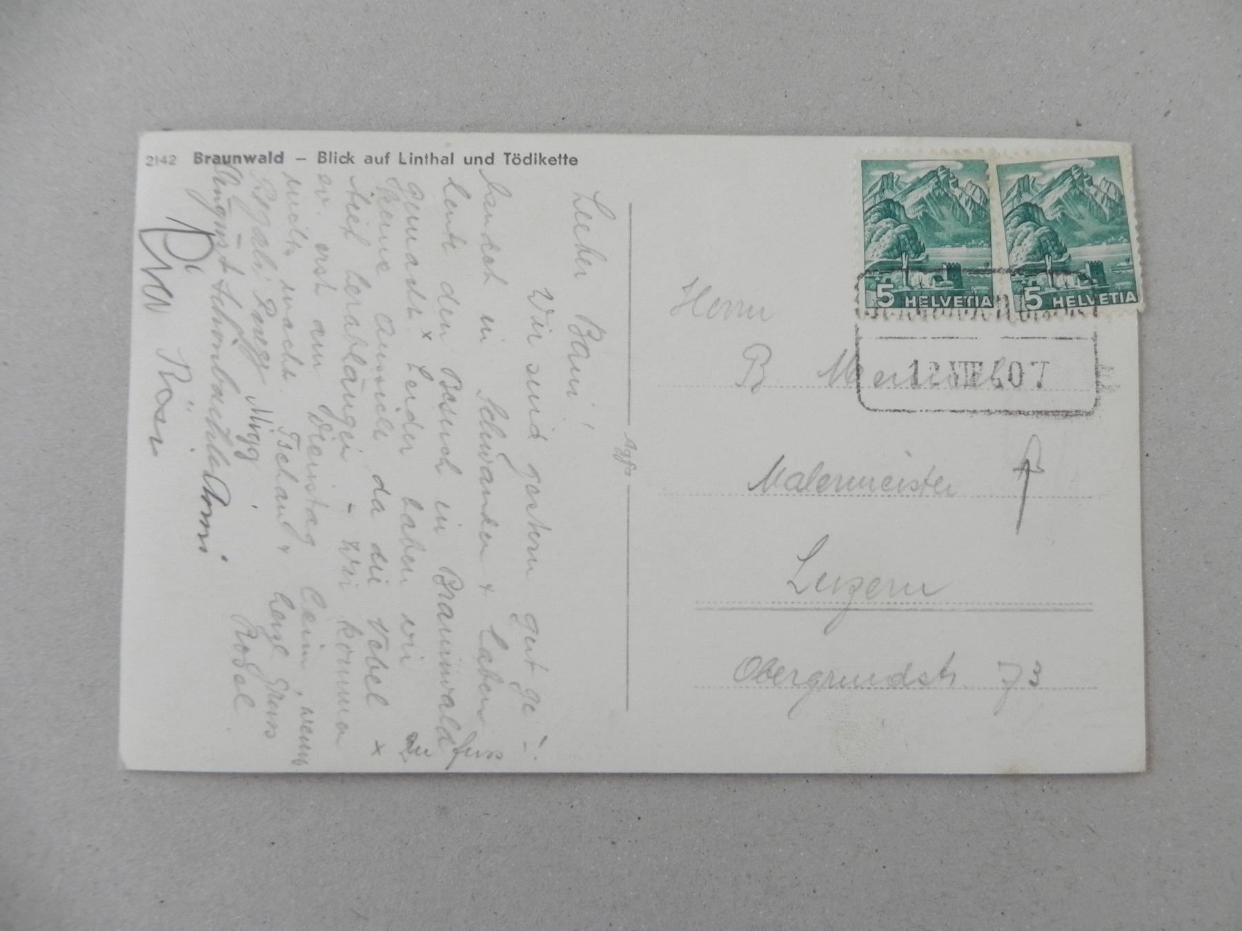 Cartoline postali: Ansichtskarte Braunwald Glarus GL 1940 – Usato da Siebnen venduto da krimsie 1
