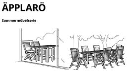 IKEA ÄPPLARÖ Gartenset Tisch mit 4 Stühlen Kissen Holz braun