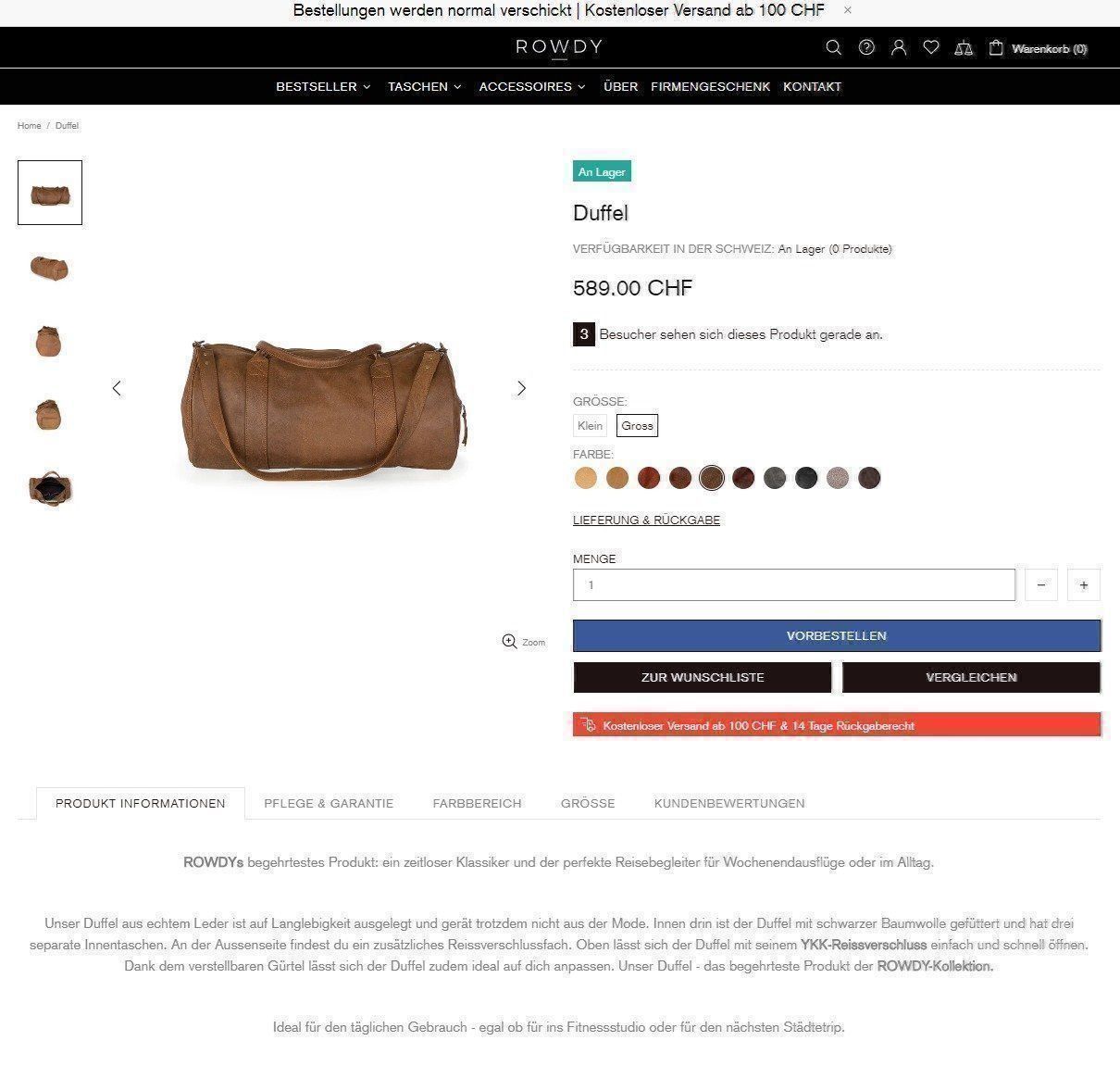 Borse: ROWDY - ECHTLEDER - WEEKENDER-DUFFELBAG – Nuovo e nell'imballaggio originale da Bonaduz venduto da skier2000 1