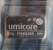 10 Gramm Silberbarren 999 Umicore Original verschweisst