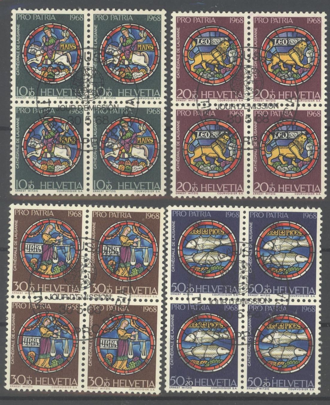 Tutti i francobolli: 1968, Pro Patria, Viererblock, ET – Usato da Willisau venduto da Vollstempel