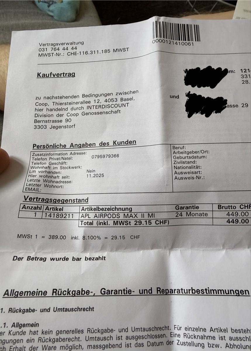 Apple Kopfhörer: Airpods Max - neue mit 2j Garantie – Neu (gemäss Beschreibung) aus Zürich von mar_55yt 2