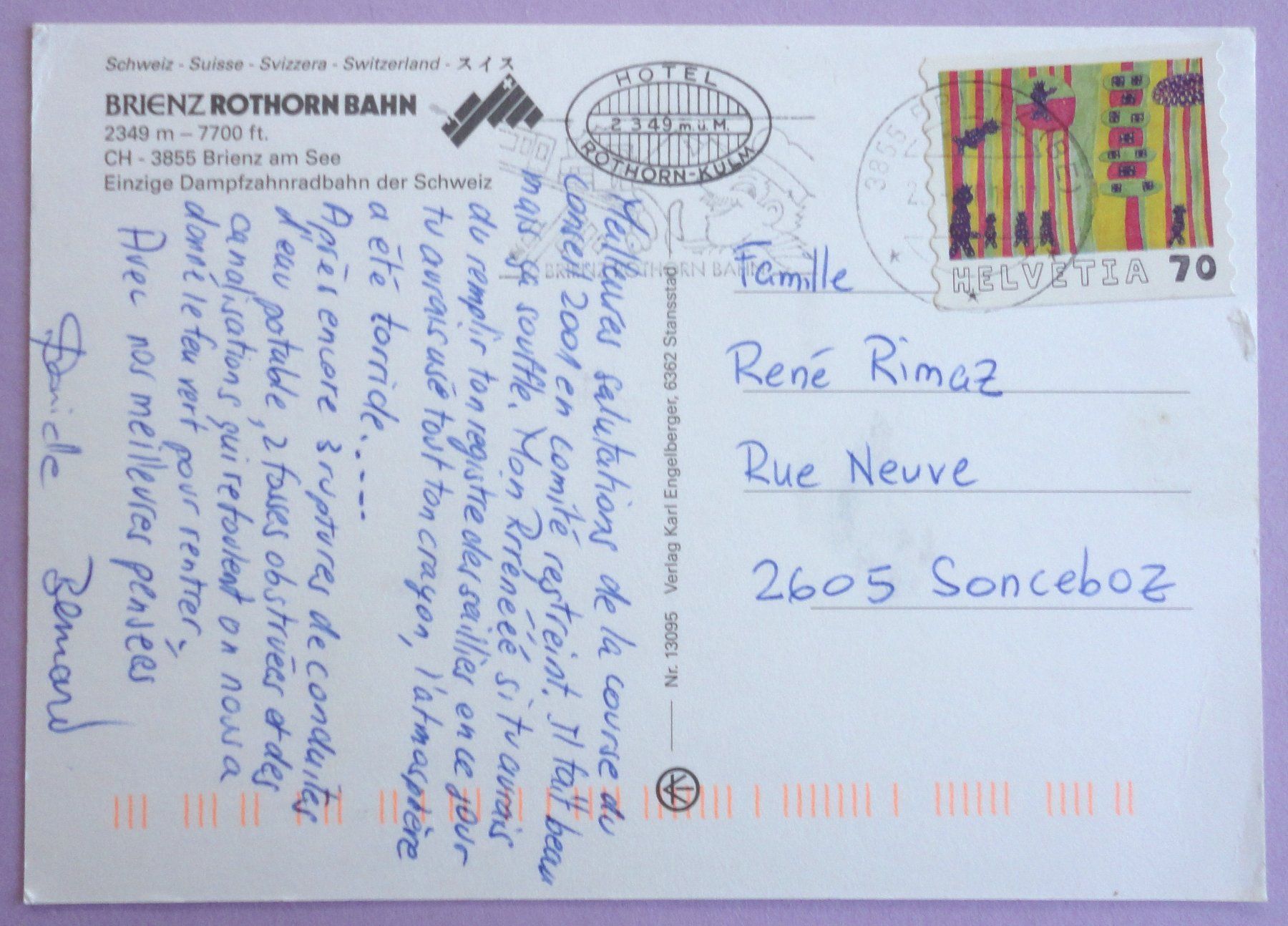 Cartoline postali: Brienz Rothorn Bahn – Usato da Fétigny venduto da Billy2miny 1