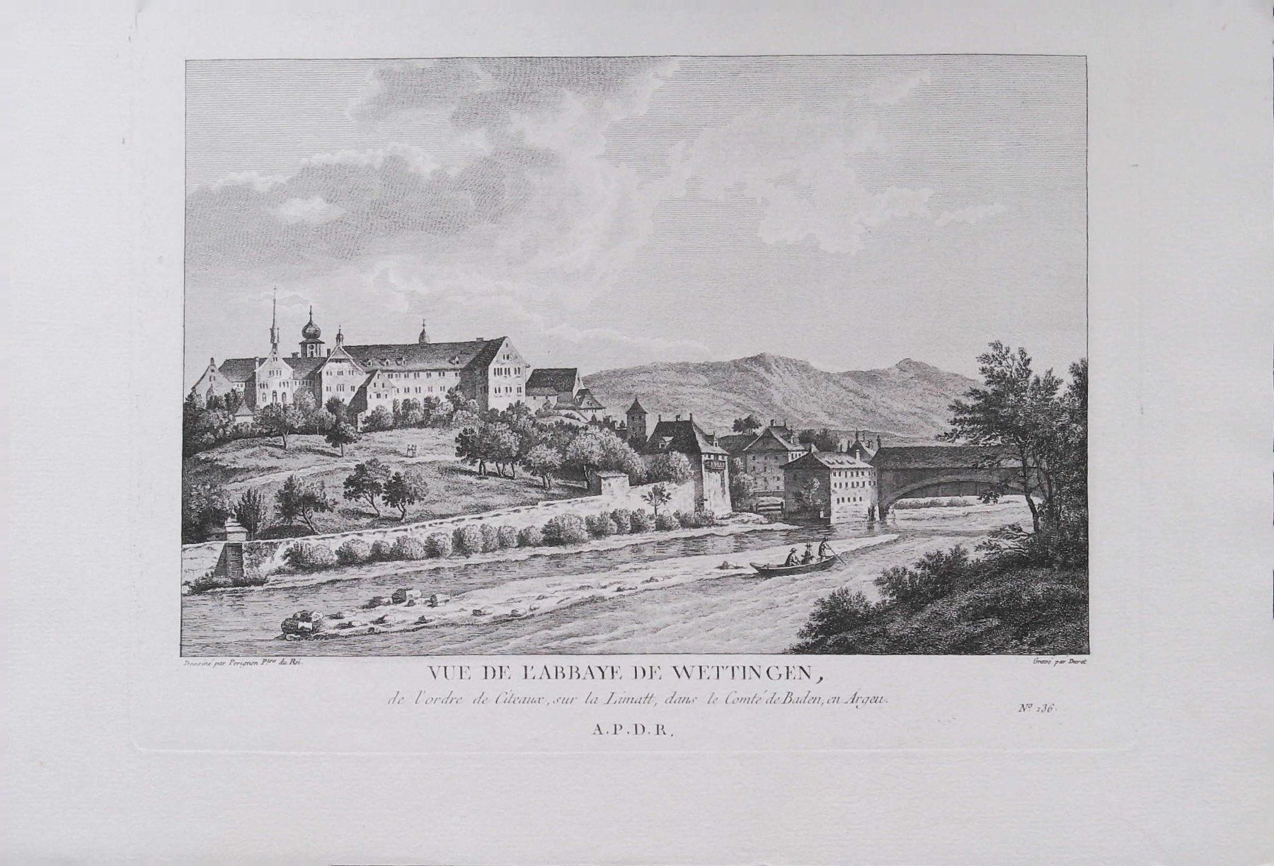 Incisioni: Wettingen Originalkupferstich von Perignon 1780 – Usato da Rafz venduto da Helvet32