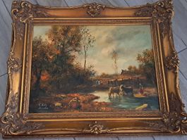 Ölgemälde Landschaft mit Flusslauf F. Seitz Original