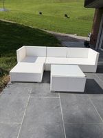 Lounge Set Rattanoptik weiss mit Gebrauchspuren