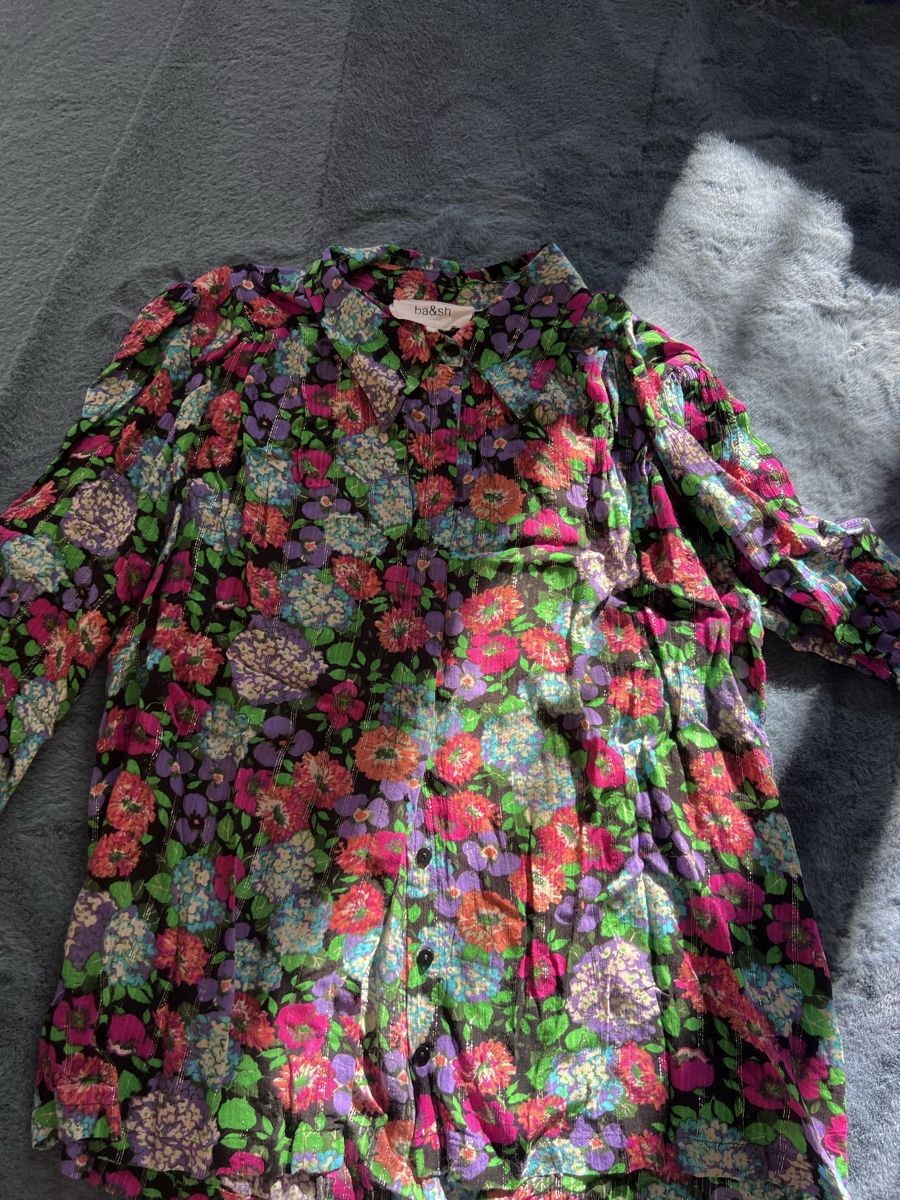 Ba&Sh Camicette: Bash Bluse 36  38 S M Blumen Glitzerfäden  – Usato da Basel venduto da nicolebrown78