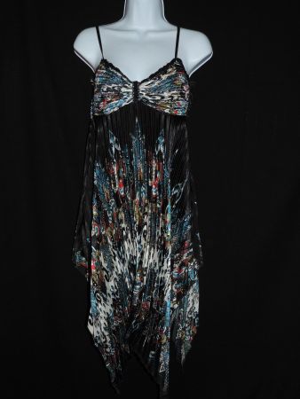 tunique ou robe satin noir à motif