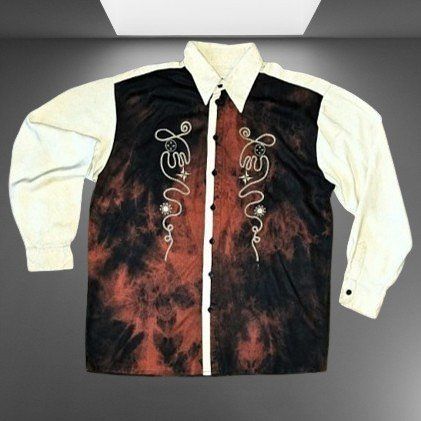 👔🔥 Day-X Vintage Herren Hemd Batik Stickerei 41/42 💫