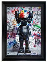 Kaws Figur mit Gehirn Artwork gerahmt 60x80cm NEU NP 399.-