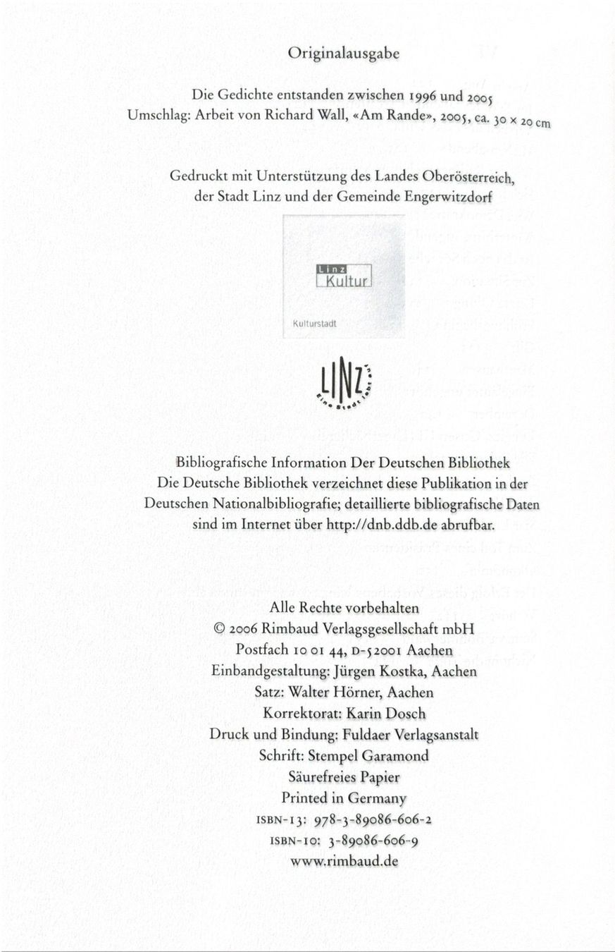 Livres: Wall Richard, Am Rande: Gedichte 1996-2005 – Neuf (Voir description) à Sarnen par Livres 8